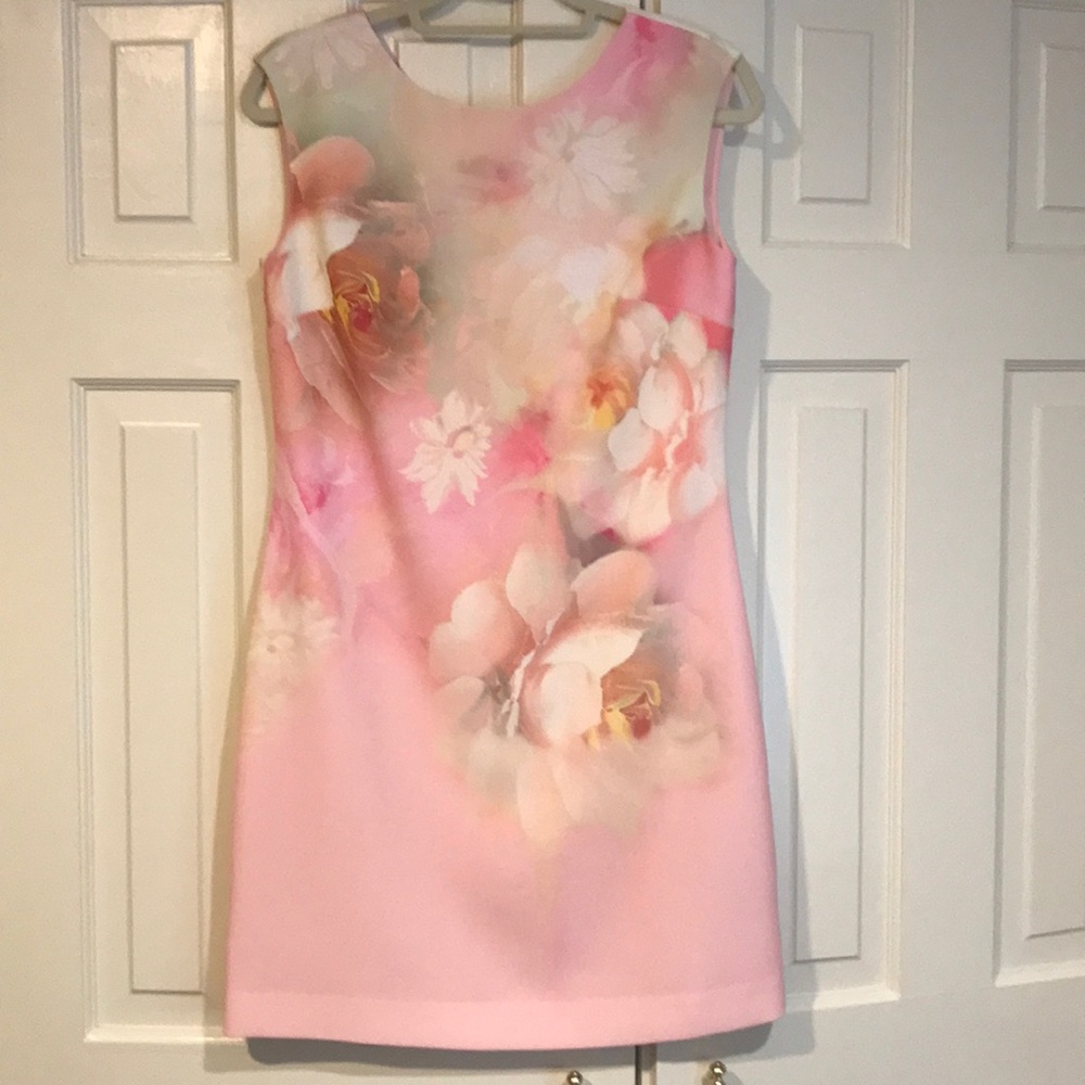 Ted Baker Floral Shift Dress w/gold back zip